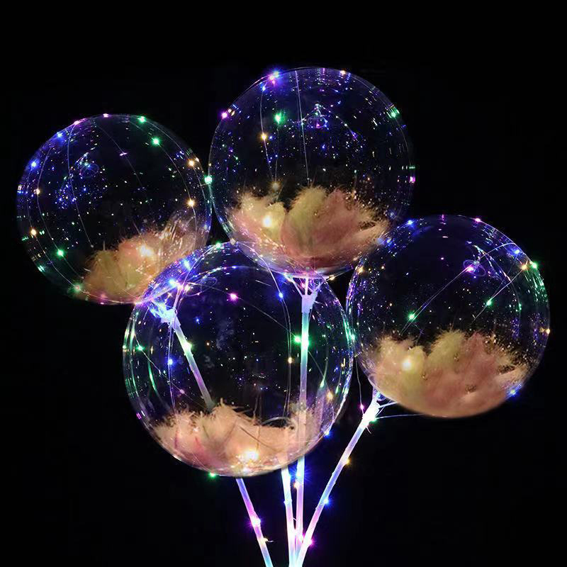 20pcs LED Light Up Bobo Balloons Neuheit Leuchten Set 20in transparent Glow Bubble Party Decor Crestech