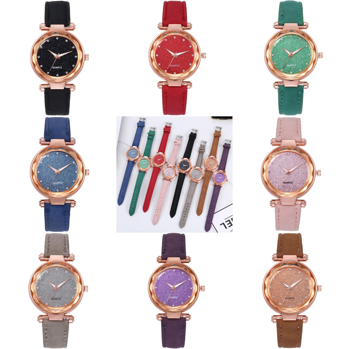 Dameshemel horloges merk luxe mode dames kijken pu lederen horloge vrouwen vrouwelijke kwarts polshorloges montre femme femme reloj muje 8 kleuren