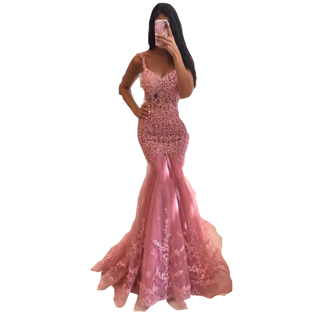 2023 Evening Dresses Wear Dubai Lace Arabic Mermaid Spaghetti Straps Tulle Lace Appliques Beaded Formal Prom Party Gowns Celebrity Dresse Custom Made