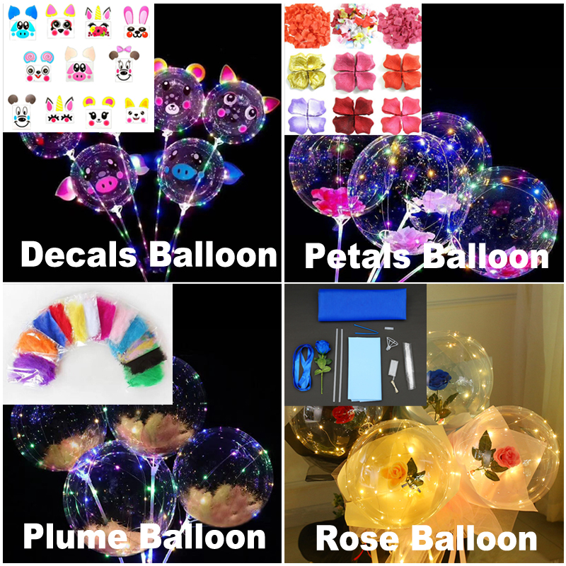 Ballon lumineux LED - Éclairage fantaisie - Rose Bobo Ball - Bouquet de ballons à bulles - Guirlande lumineuse pour la Saint-Valentin, un anniversaire, un mariage, des cadeaux pour filles et femmes - 50,8 cm