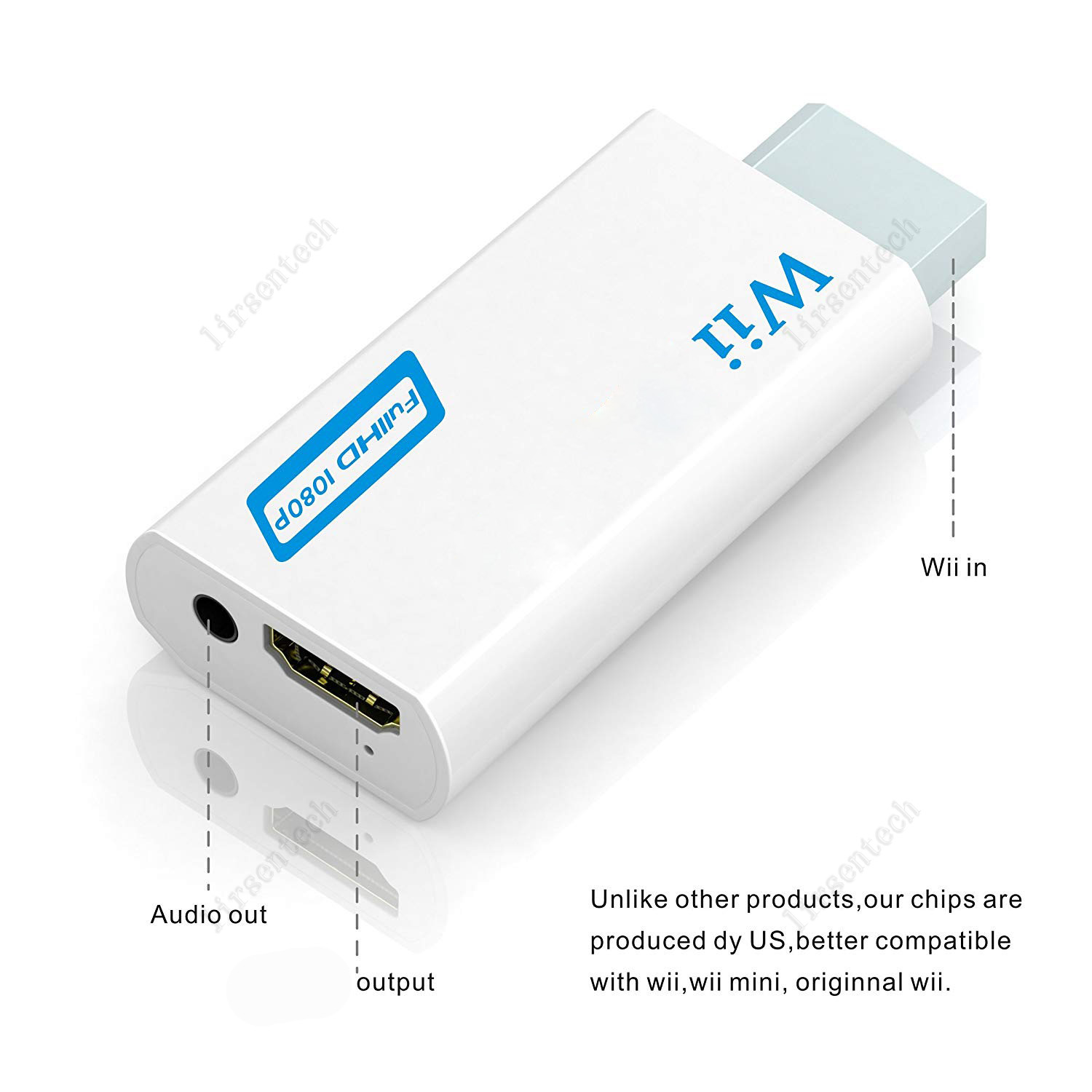 Adattatore convertitore compatibile Wii a HDMI Full HD 1080P Convertitore compatibile Wii2HDMI Audio da 3,5 mm display monitor HDTV PC