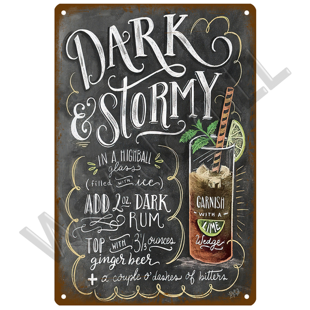 Metal Sign Vintage Tin Sign Decorations Gin & Tonic Cocktail Plate Decorative Poster Plaque Retro Bar Kitchen Home Wall Decor 20cmx30cm Woo