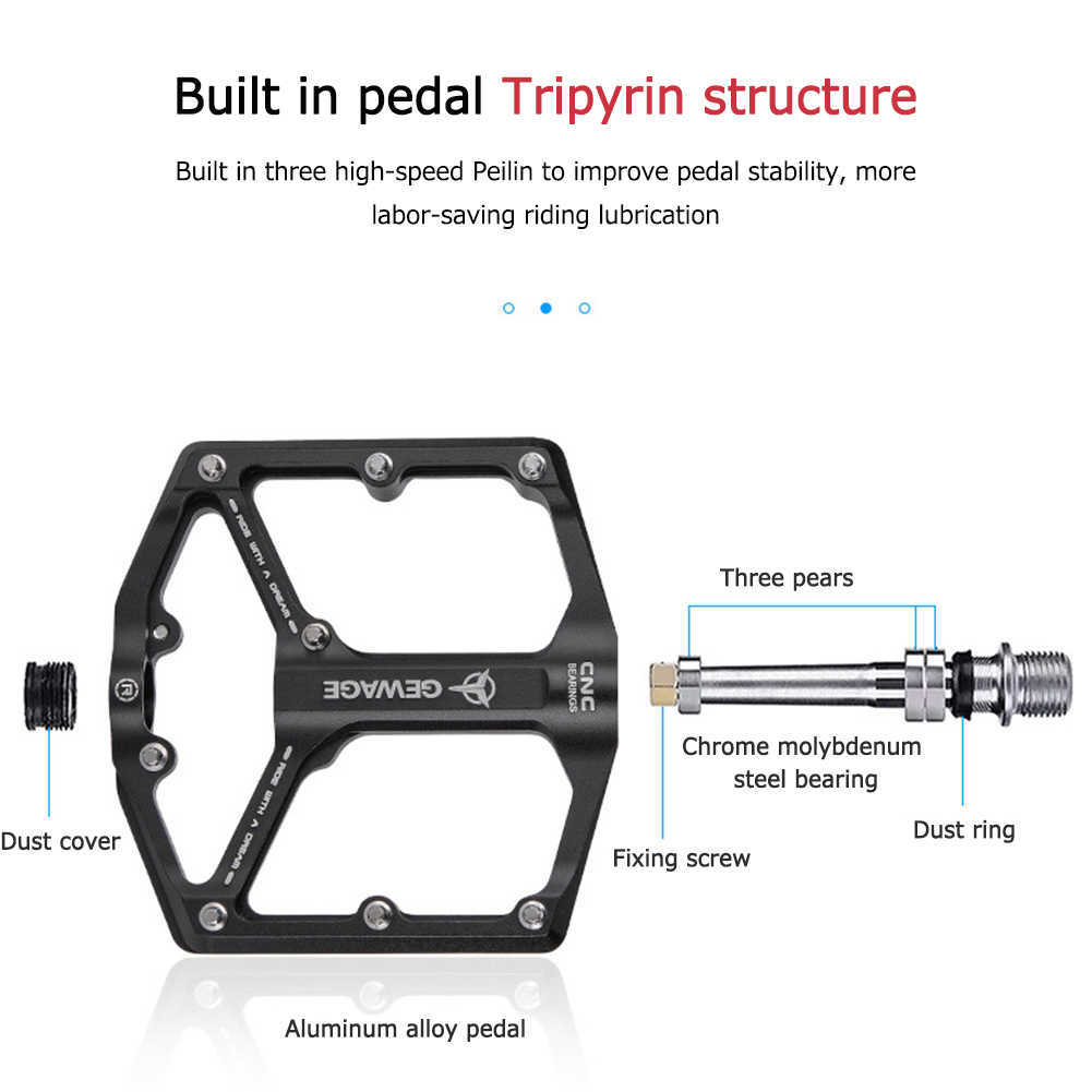 Pédales de vélo élargies 3 roulements Pédales de vélo Anti-dérapant en alliage d'aluminium VTT Pédales évidées Bicicleta Accessoires de cyclisme 0208