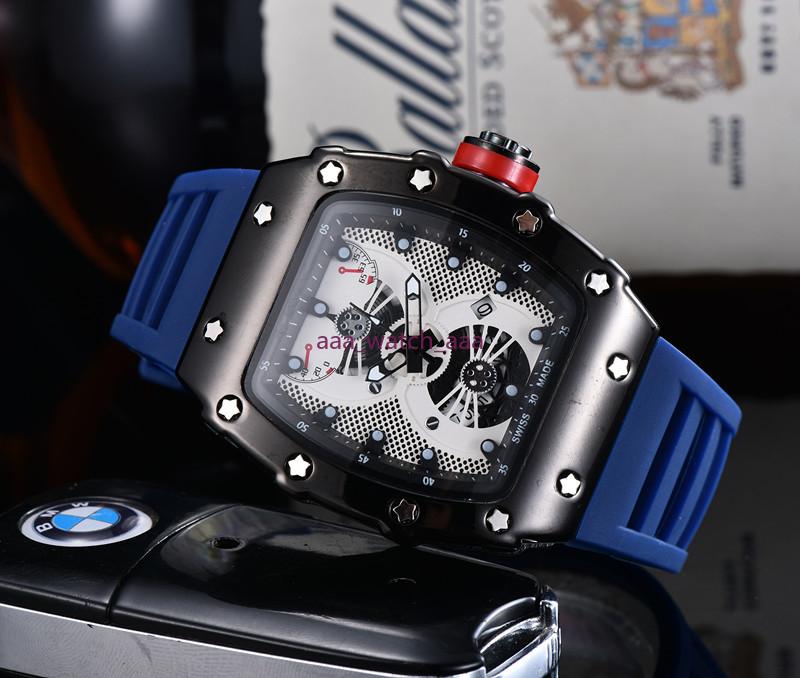 2023 Nieuwe Top Luxe Heren Horloge Quartz Chronograaf Zwitserse Herenhorloge Iced Out Hip Hop Rubberen Band Sport Mannen horloge Male295Z