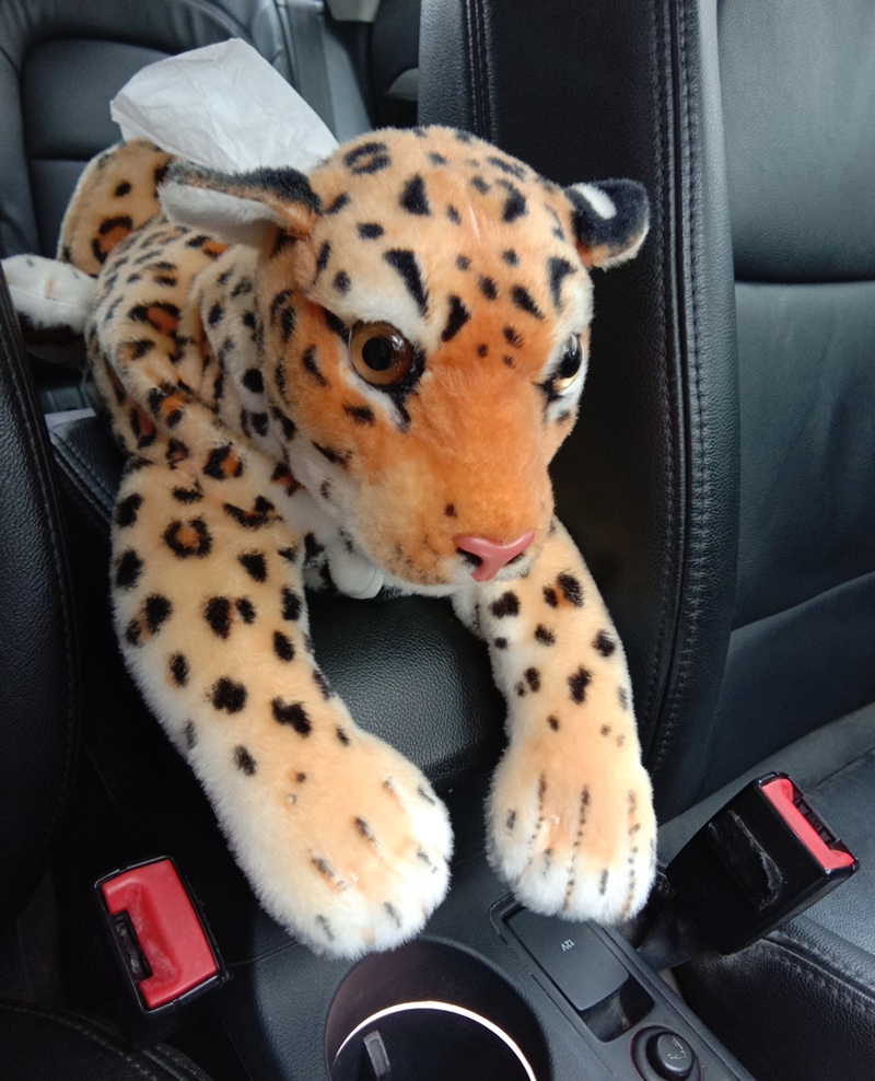 46CM Simulation Tiger & Leopard Tissue Box Plush Toys Stuffed Animal Dolls for Room Car Sofa Paper Holder Napkin Case Gifts LA513