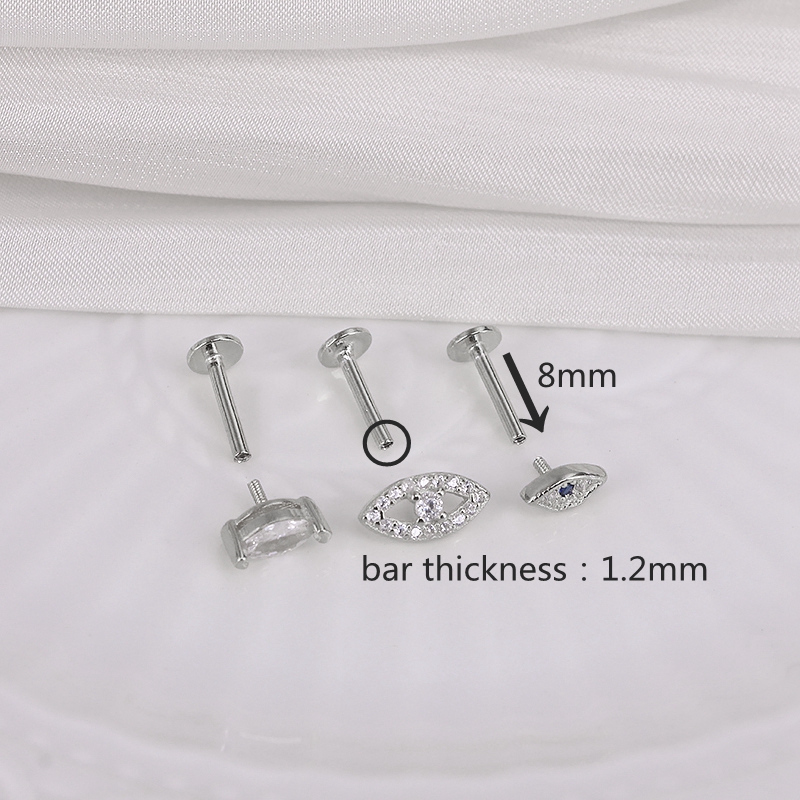 1 st multi -size witte zirkoon blauw oog oorbel voor vrouwen Sterling zilveren piercing -oorrang Pendiente plata sieraden