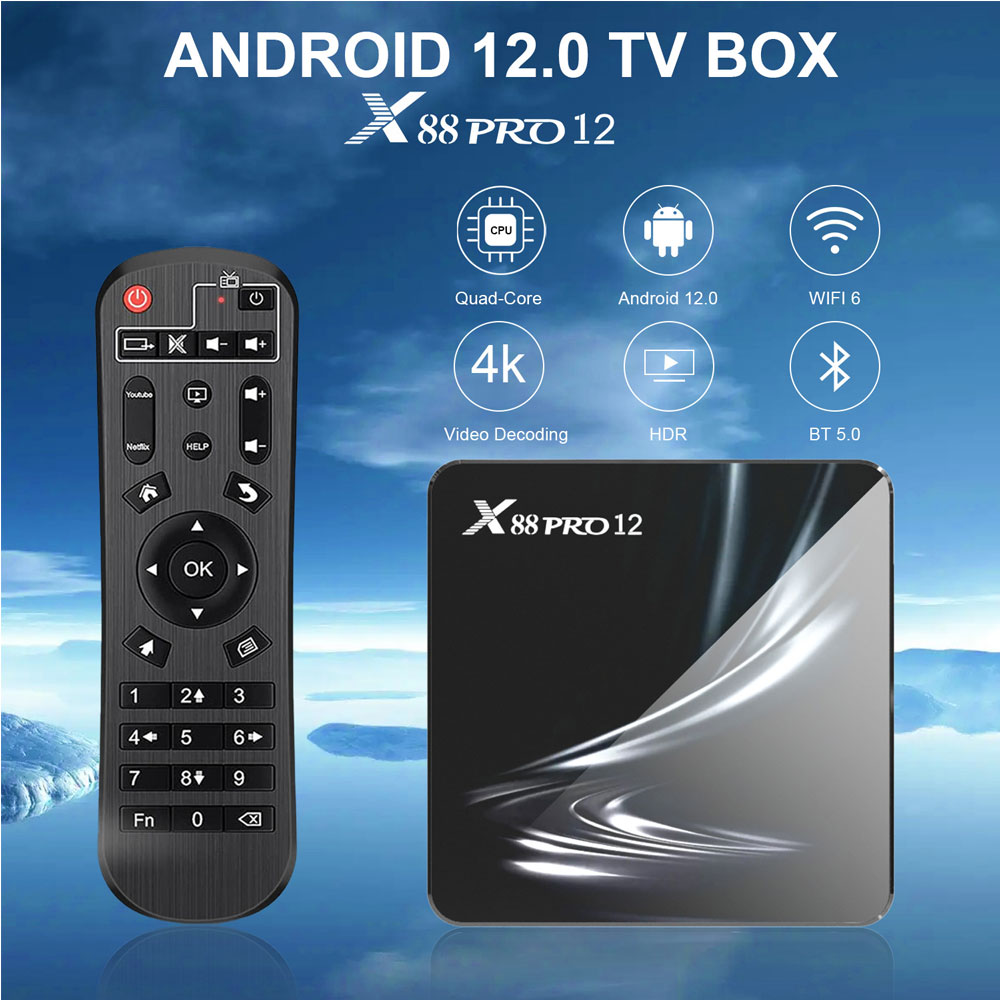 X88 Pro 12 Smart TV Box Android 12 4K HD Dual Band WIFI6 Bluetooth Receiver Media Player HDR USB 3.Top Box