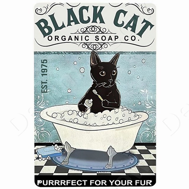 Винтажная кошачья баня мыло мыло металлическое олово