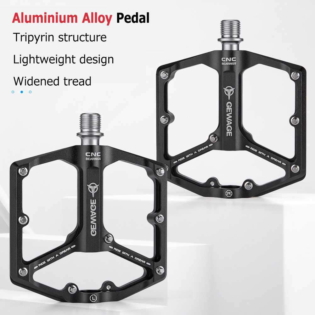 자전거 페달 3 베어링 자전거 페달 안티 슬립 알루미늄 합금 산악 자전거 중공 페달 사이클링 액세서리 0208