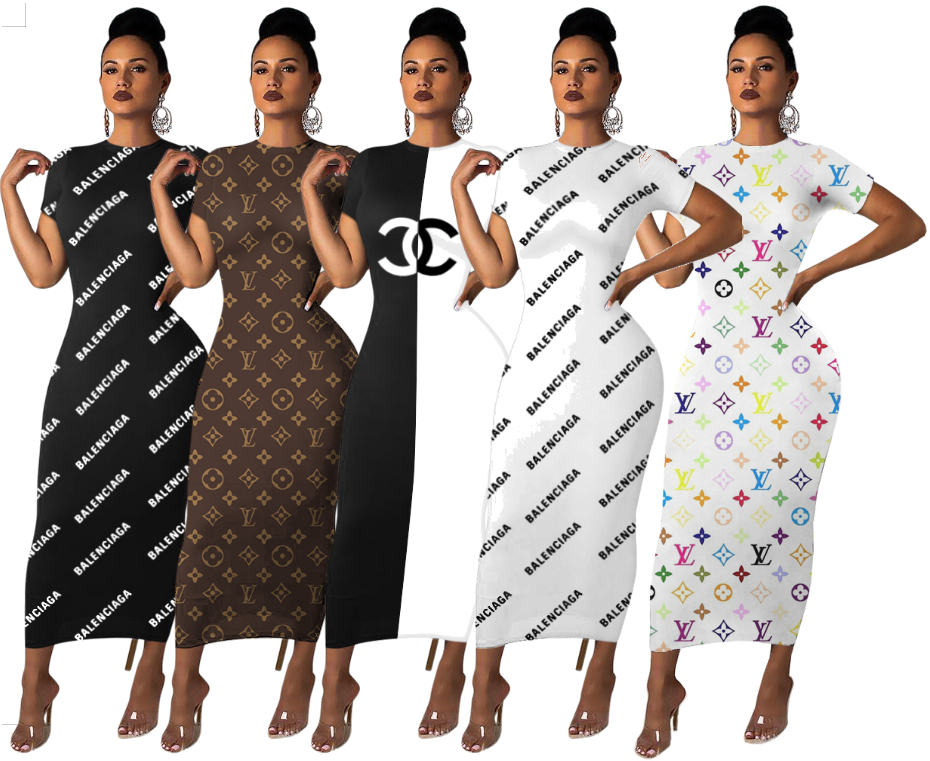 2024 Designerskie sukienki letnie Kobiety z krótkim rękawem Czarna biała panelowa sukienka jednoczęściowa