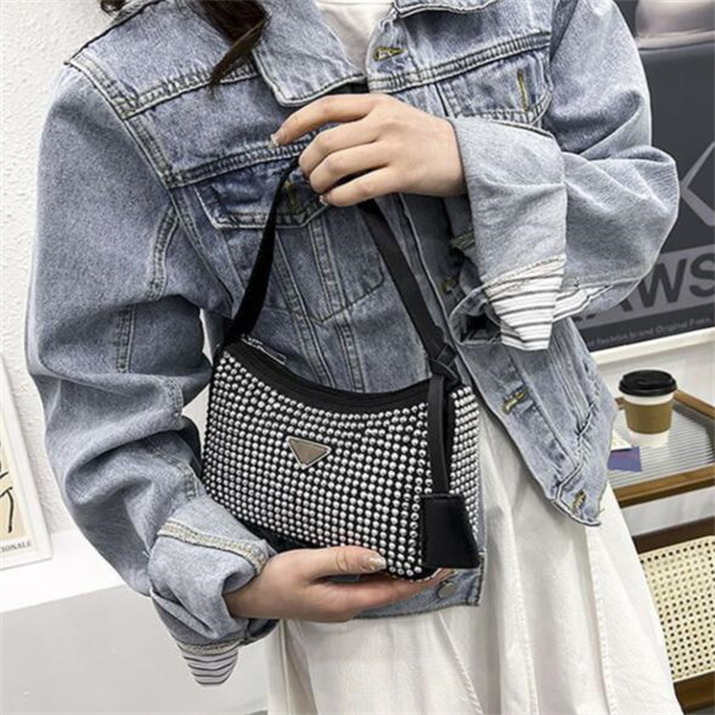 New Fashion Bling Rhinestone Evening Bag Classic Women Handbag Crossbody Shoulder Bags Women's Armpit Bags