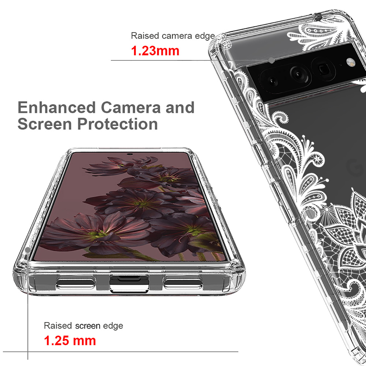 Capa completa para Google Pixel 8 7A 7 6 5A Pro Transparente Clear Phone Case à prova de choque PC TPU