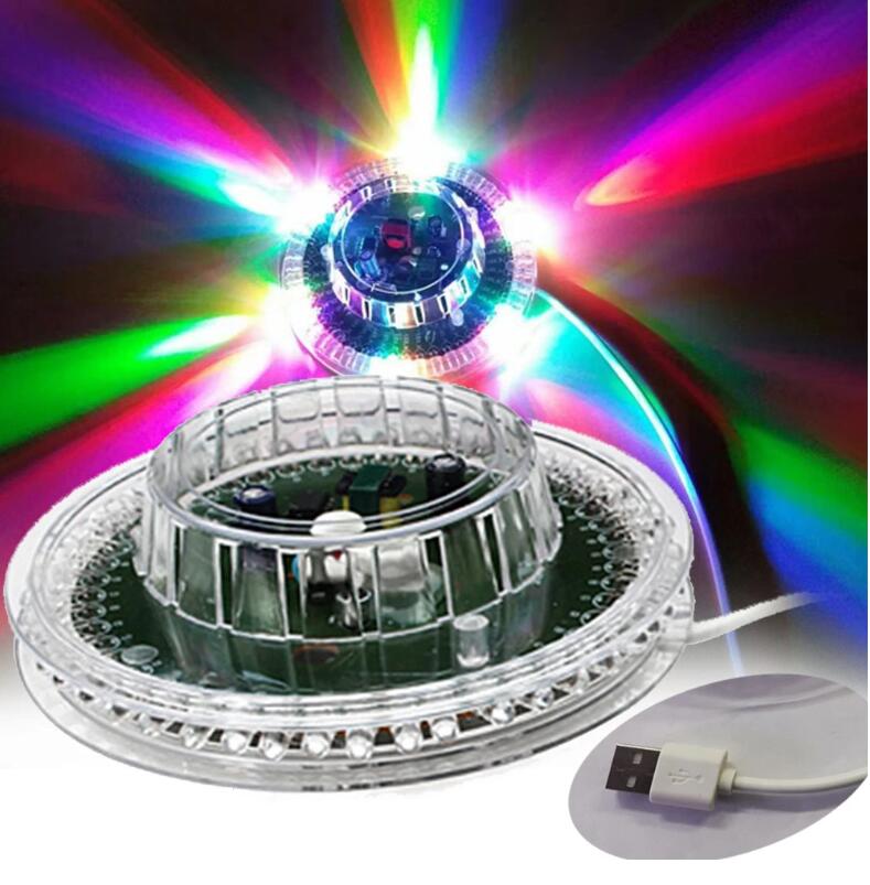 8W RGB Sunflower Rotating Laser Projector Lighting Disco Wall Stage Light Bar DJ Sound Background Christmas Party Lamp