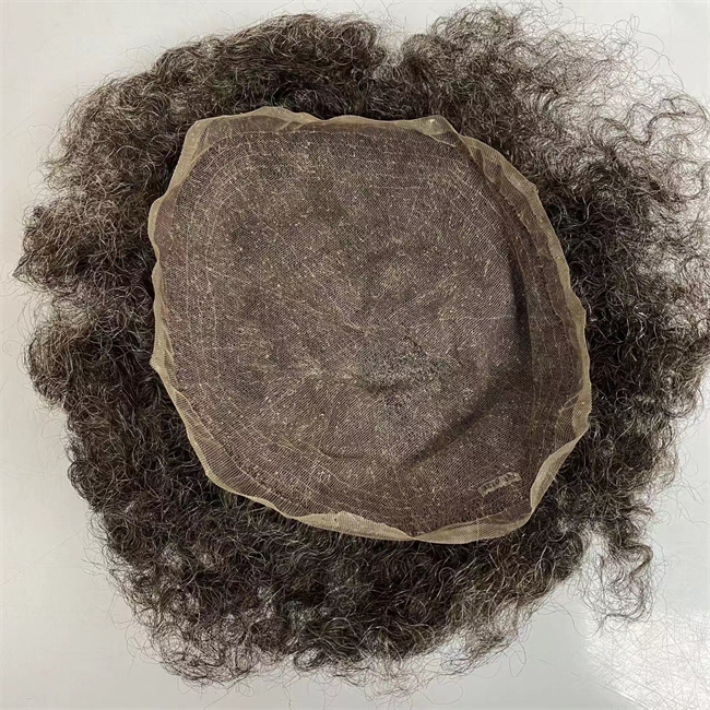 Remplacement de cheveux humains vierges malaisiens 1bGrey 8mm vague toupet unité de dentelle suisse pour hommes noirs
