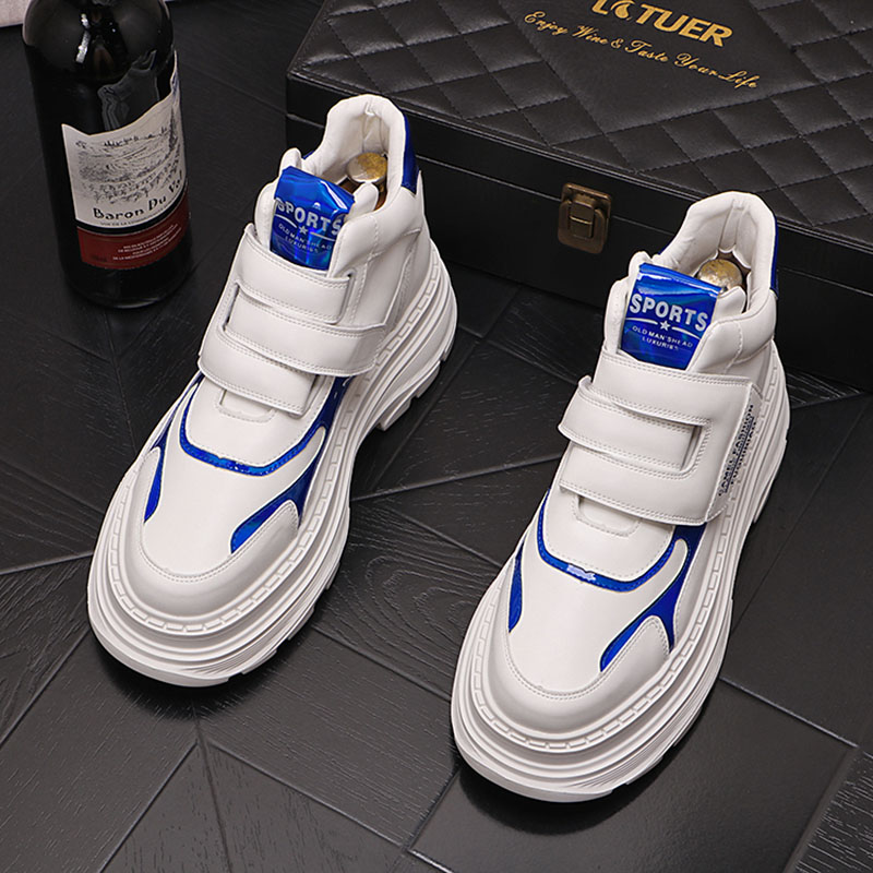 New Men Thick Bottom Height Increasing Shoes White Everyday All Match Causal Loafers Sports Walking Sneakers Luxury High Tops