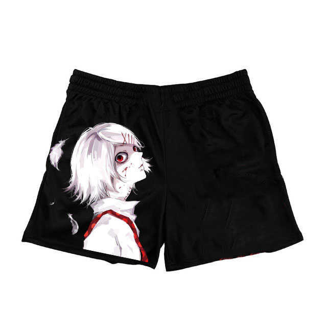 Shorts masculinos Anime Tokyo Ghoul Shorts Classic Gym Basketball Workout Shorts Mesh Shorts Casuais Casuais Submissão Termato T230209