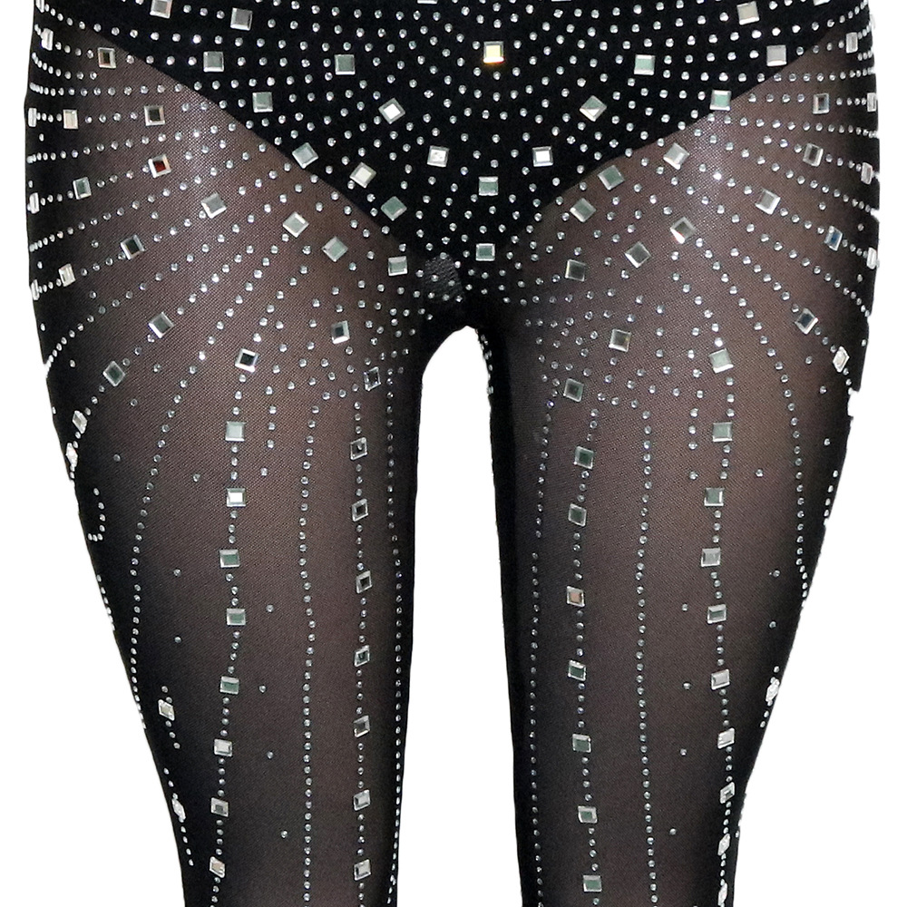 Tute da donna Sexy skinny con scollo a V con paillettes e strass Tuta calda senza maniche Clubwear Party One Piece Pagliaccetto scava fuori