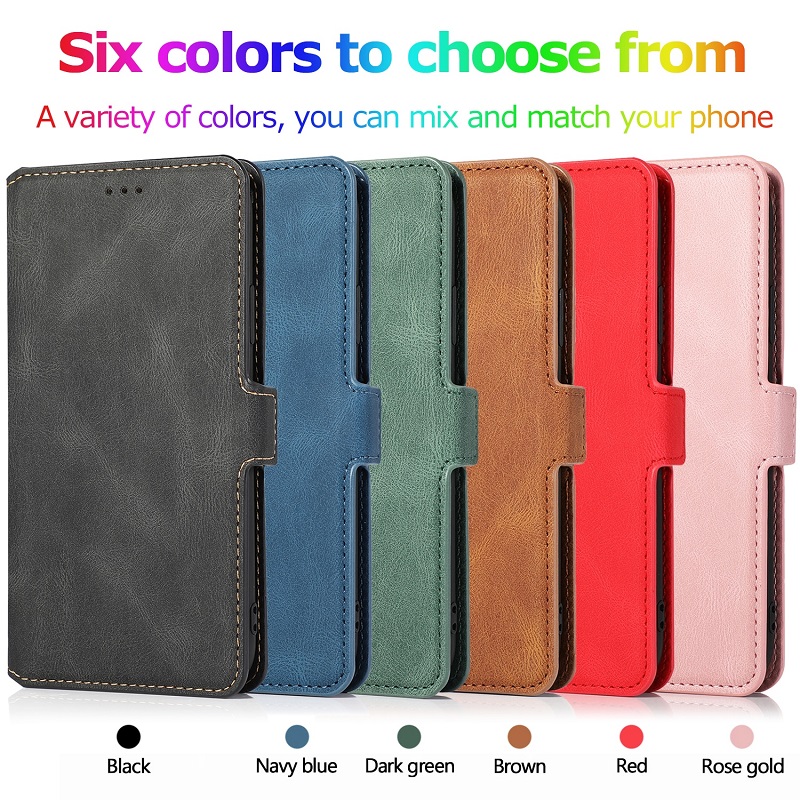 Leather Flip Wallet Case For iPhone 14 13 12 Mini 11 Pro XS MAX X XR 8 7 6s 6 Plus 5 5s SE Card Stand Slot Phone Cover