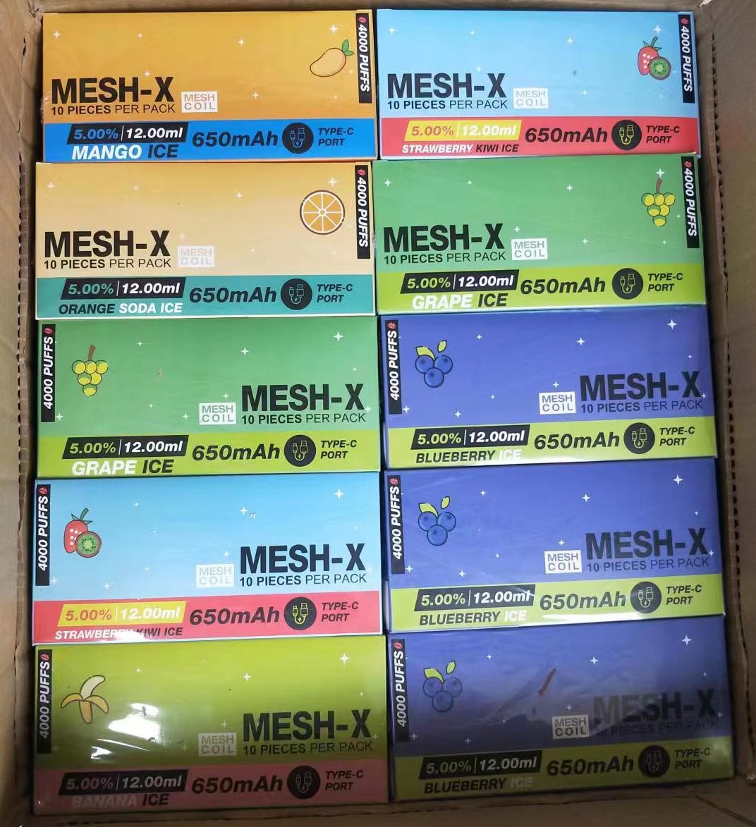 Mesh-K 6000 sbuffi ricaricabili E sigarette Mesh-X 4000 sbuffi penna a vaporizzazione usa e getta con batteria a vena a rete pre-riempita da 15 ml