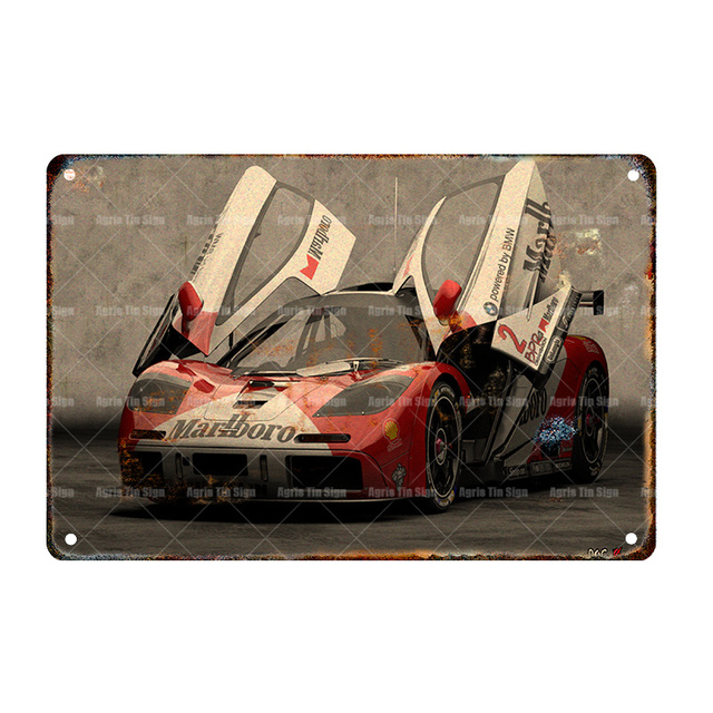 Gepersonaliseerde Racing Car Metal Poster Vintage Sports Cars Metal Signs Famous Cars Tin Sign Rero Wall Decor voor Garage Club Man Cave Cadeau voor autoliefhebbers w01