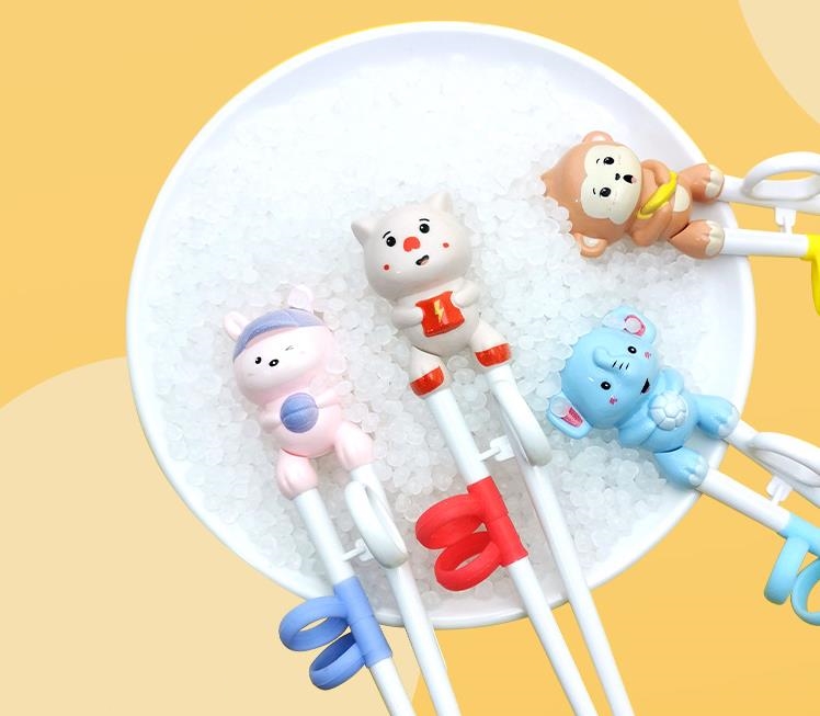 Baby Learning Training Chopsticks Cartoon Animal Shaped Reusable Cute Kids Utensils Non Slip Chopstick SN4300