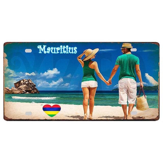 I LOVE poster painting FIJI Mauritius Bora Mauritices Crete Island Vintage Metal Signs Travel Souvenir For Wall Home Decor retro Signs size 30X15CM w02