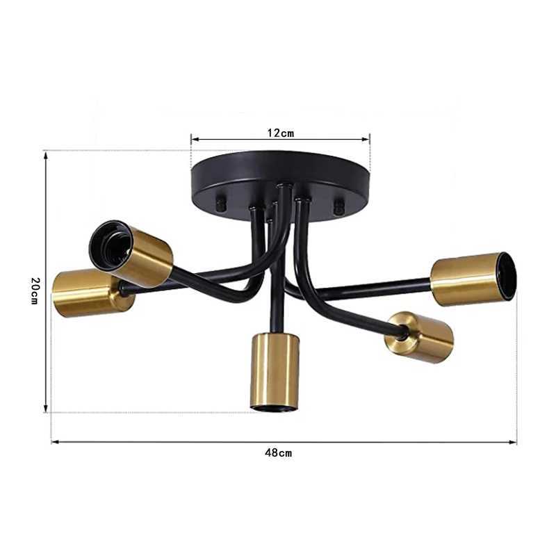 S Nordic Brass Fixture Modern Restaurant Lamp E27 Chandelier Bedroom Living Room Kitchen Tak Lätt heminredning 0209