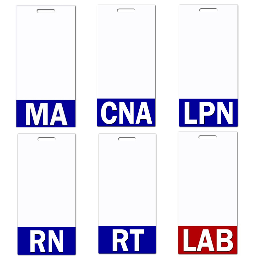 20 Pcs / Lot Custom Accessories Medical Cartoon Design Vertical Name Tag RN/RT/LPN/CNA/MA/LAB Material Name Badges Badge Buddy For Nurse Gift