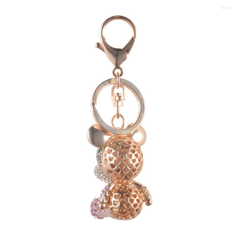 Keychains högkvalitativa dropplegering Keychain Chaveiro Drop Oil Söt Little Baby Mouse Rhinestone Crystal Pärlor Rostfritt nyckel Ring316x