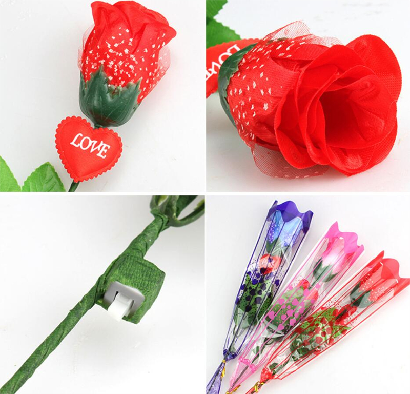 LED Işık Kadar Gül Çiçek Parlayan Sevgililer Günü Düğün Dekorasyon Sahte Çiçekler Parti Malzemeleri Süslemeleri