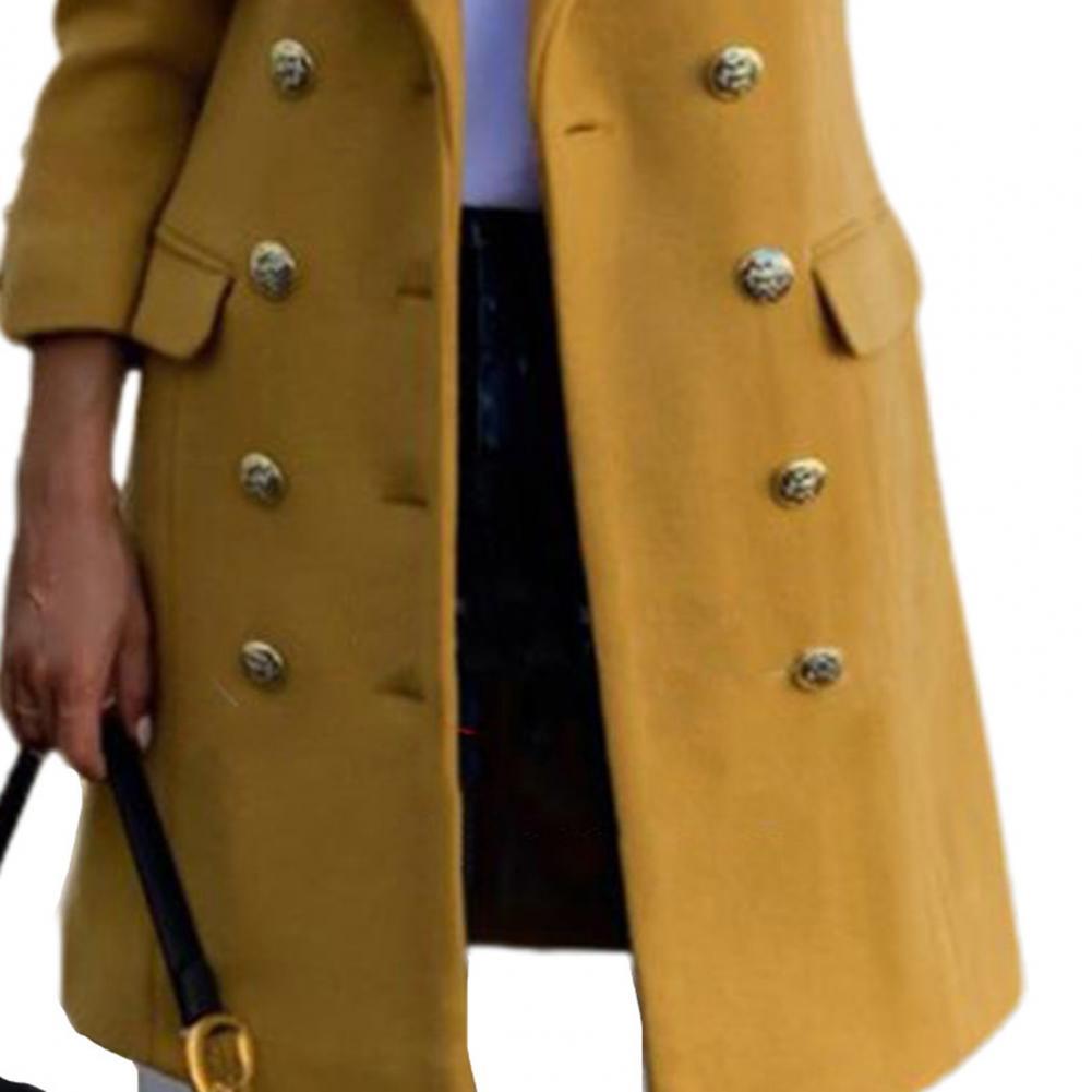 Trench da donna Cappotto di lana a maniche lunghe Cappotto di lana traspirante di colore puro Colletto rovesciato Cappotto doppiopetto da donna 230209