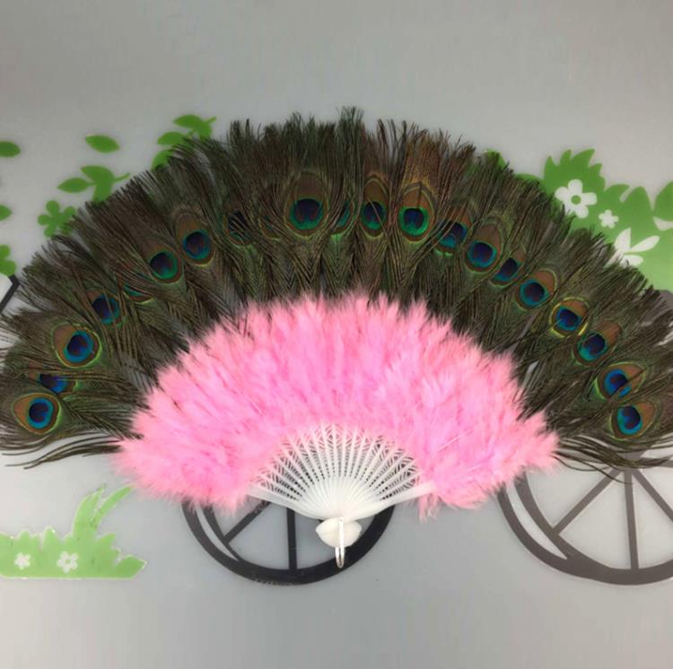 Party Supplies Fluffy Feather Hand Fan Stage Performances Craft Fans Elegant Folding Feathers Fan SN4299