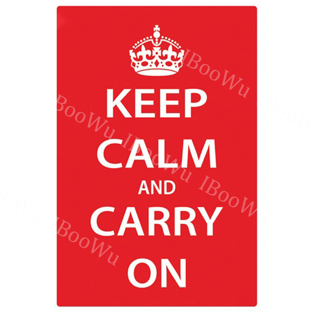 Metallblechschild „Keep Calm and Carry On“, 20 x 30 cm, Woo