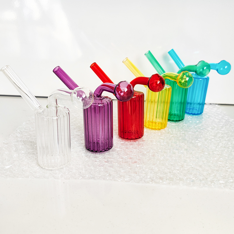 Oil Burner Bubbler Smoking Glass Pipes Water Bong Dab Rig Pipe Thick Glass Big Ball Tobacco Bowl Red Blue Green Purple Glassware Cute Hookah Shisha Set Bongs