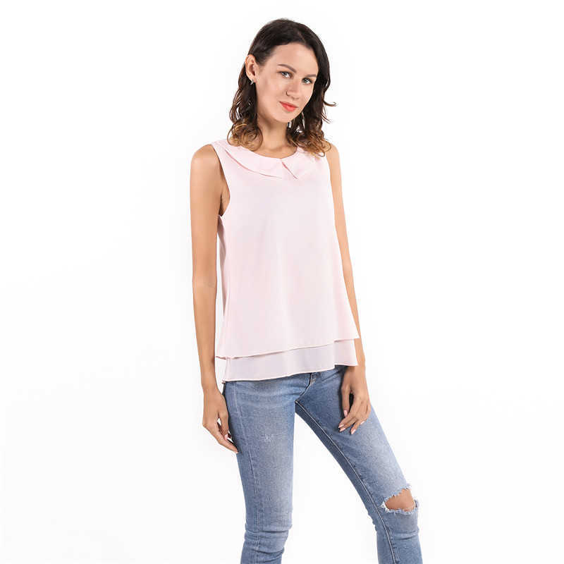 Camiseta para mujer, novedad de verano 2020, camisa de talla grande sin mangas a la moda, blusa de gasa de Color sólido, Top informal holgado e inodoro de alta calidad Y2302