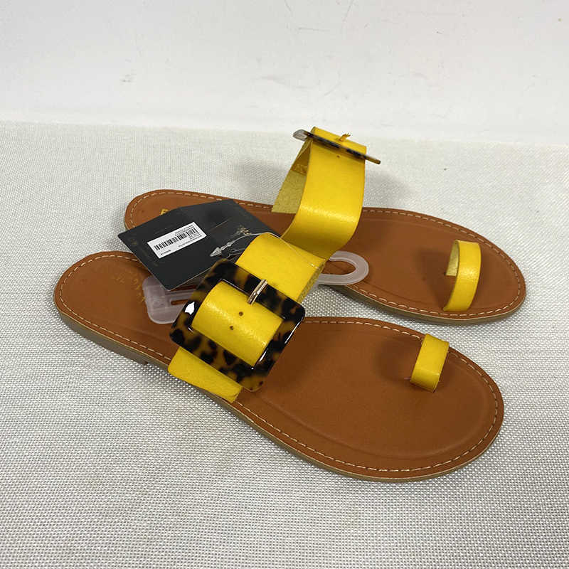 Sandals New Sandals Women Shoes Summer Sandal Beach Flat with Slides Square Buckle Fashion Woman Outside Shoes Female Slippers T230208