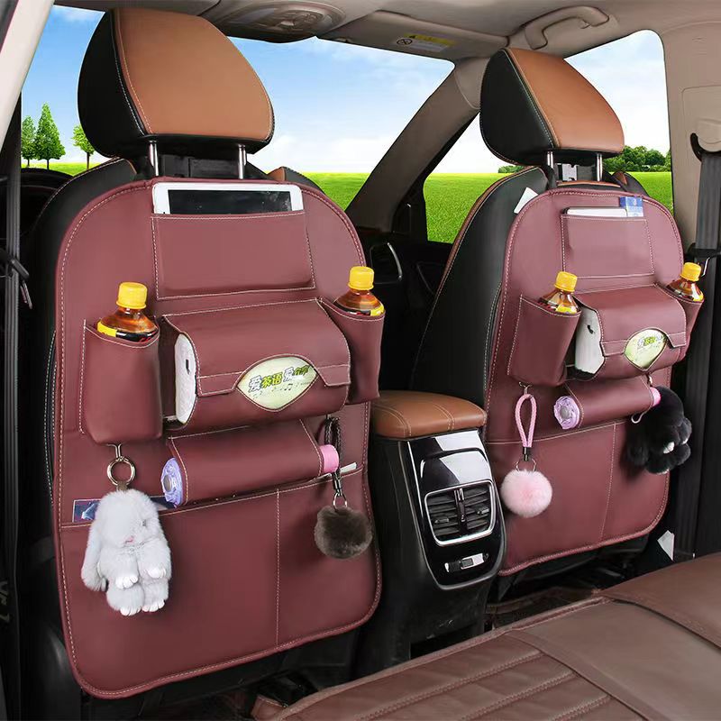 Car Interior Accessories PU Leather Car Seat Back Storage Hang Bag Multifunctional IPad Mini Holder Universal Back Seat Organ8403254