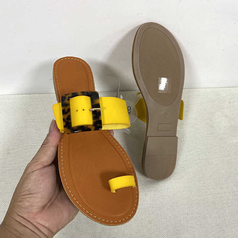 Sandals New Sandals Women Shoes Summer Sandal Beach Flat with Slides Square Buckle Fashion Woman Outside Shoes Female Slippers T230208