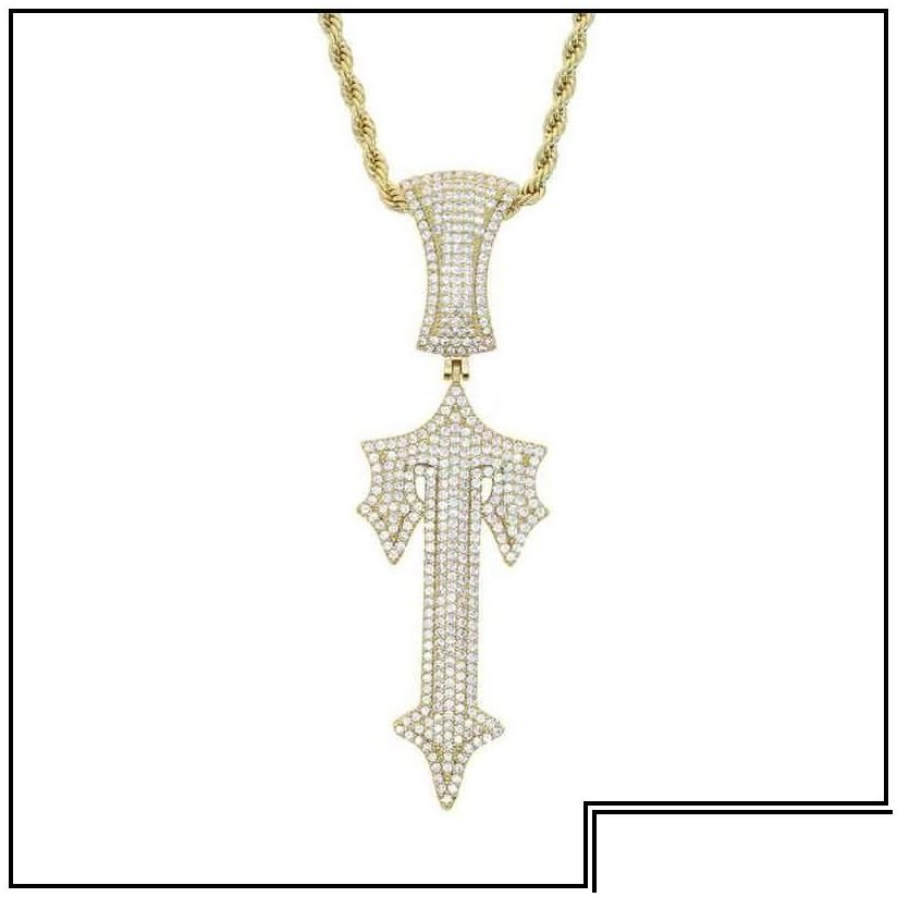 Pendant Necklaces Trapstar London Hip Hop Cross Inlaid Zircon Pop Rap Style Wearable Tennis Chain Cuba Drop Delive Delivery Jewelry P D 315k