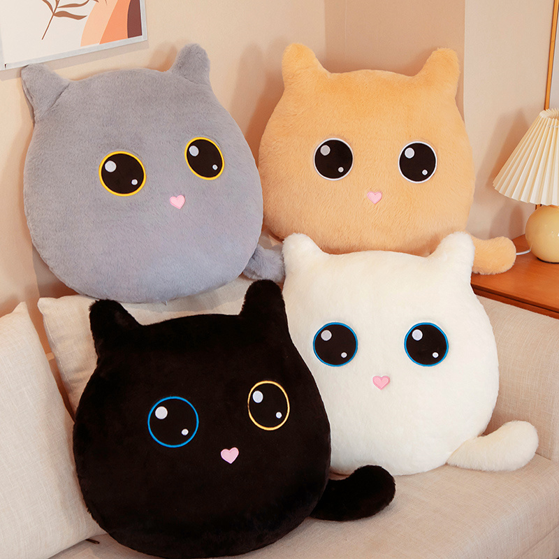 40x45CM Kawaii Round Cat Plush Toys Stuffed Animal White Black Cat Doll Soft Pluche Pillow Cushion For Kids Girls Christmas Gift LA518