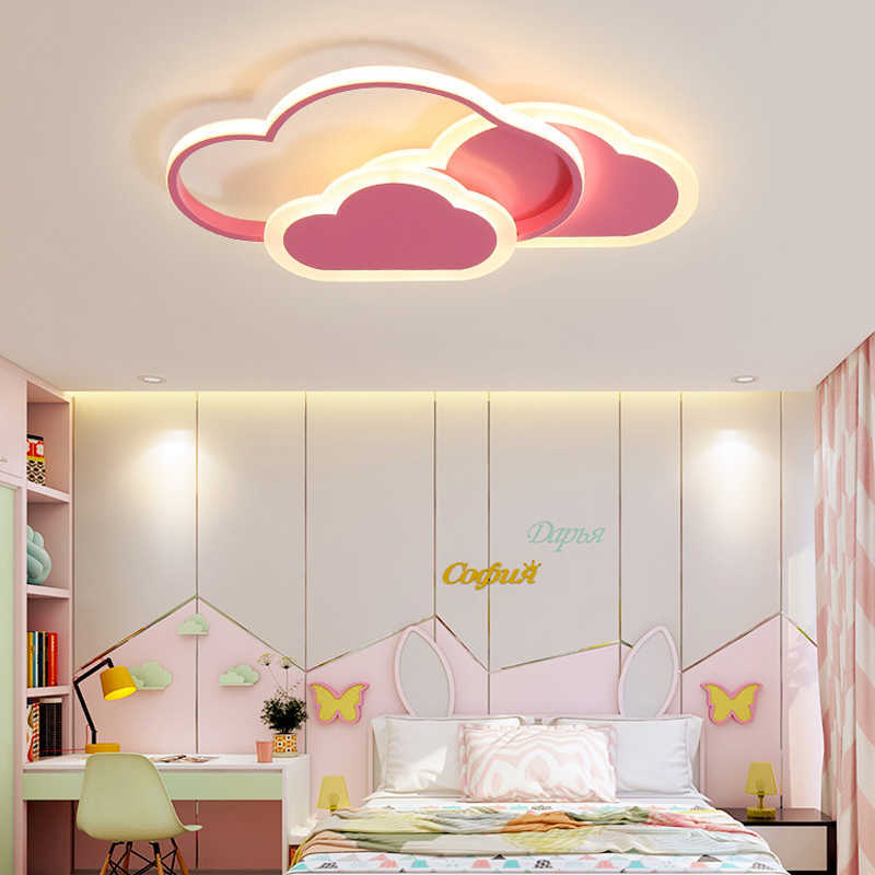 Lumières Moderne Led Plafonnier Créatif Blanc Nuage Chambre Éclairage Dessin Animé Chambre D'enfant Enfant Lire Étude Rose Décoration Lumière 0209