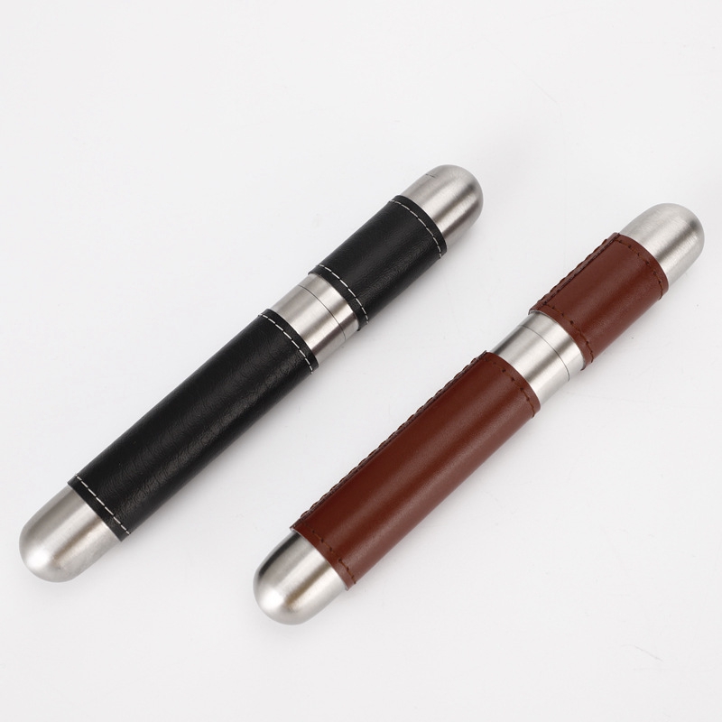 Cuir coloré Protéger Tube de stockage de cigares en acier inoxydable Joint Herbe sèche Tabac Porte-cigarette Conteneur Bouteille de fumée Étui de rangement DHL