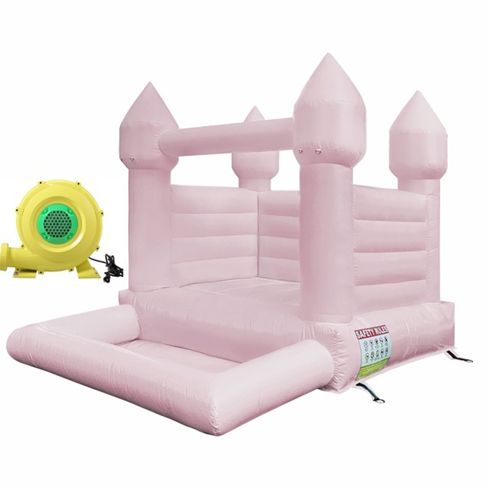 Macaron pink peach blue Kids bounce house inflatable jumping bouncy castle toddler jumper bouncer with ball pit for fun with blower free air shipping to your door