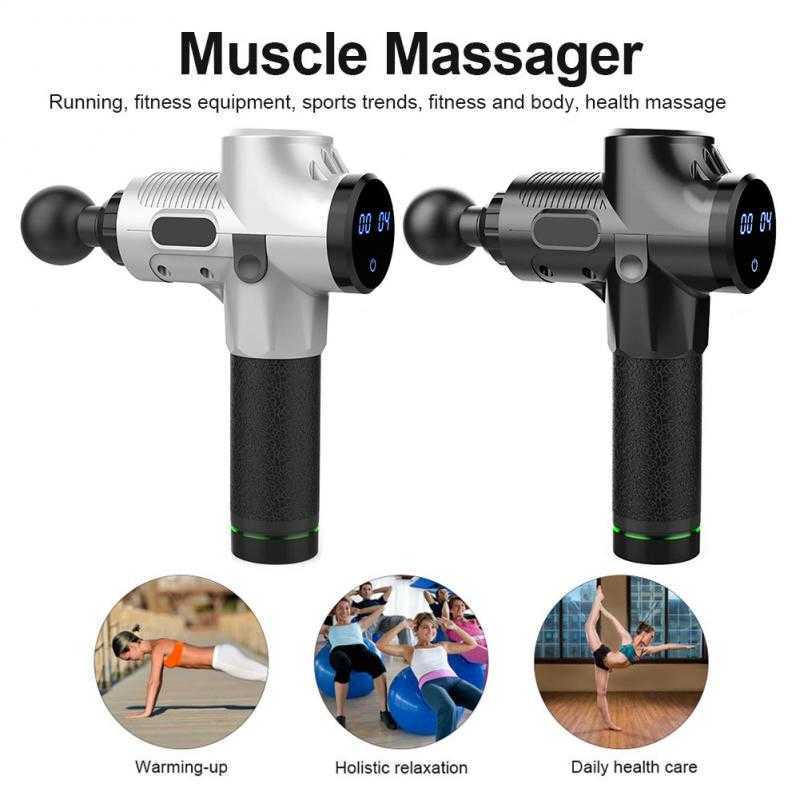 30 Speeds Vibrating Fascia LCD Touch Screen Health Care Fitness Gun Hand-held Deep Tissue Muscle Relaxing Massager 0209