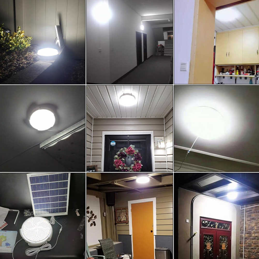 S 45/60W LED -tak utomhus inomhus sollampa med fjärrkontroll ljusstyrka dimbar panel heminredning belysning 0209