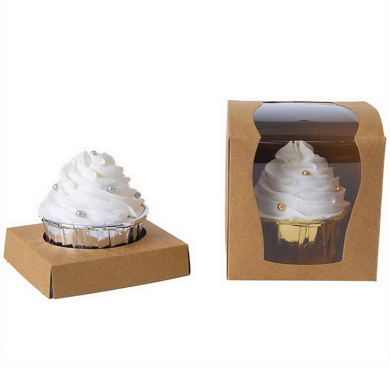 Geschenkpapier Vintage Papier Kuchen Cupcake Box Bäckerei Box mit Fenster Papier mit Seil Geburtstag Hochzeitsgeschenk Geschenk Mini Box Verpackung