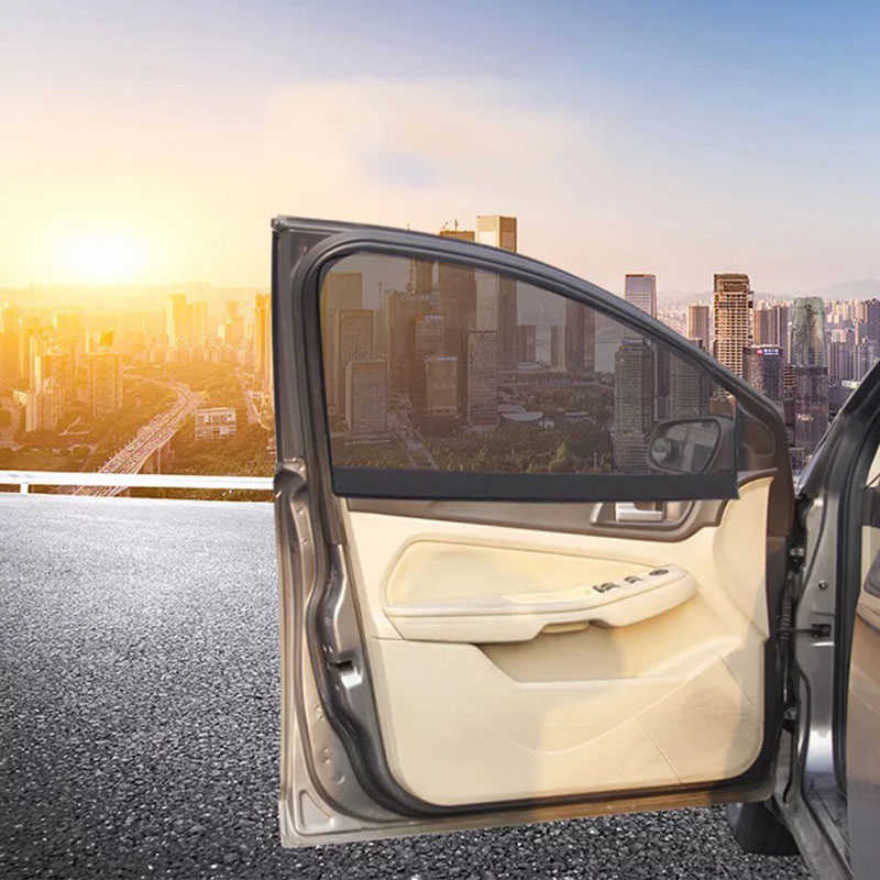 Pare-soleil magnétique en maille Polyester, 2 pièces, taille universelle pour fenêtres de voiture, pare-soleil pour fenêtre de voiture