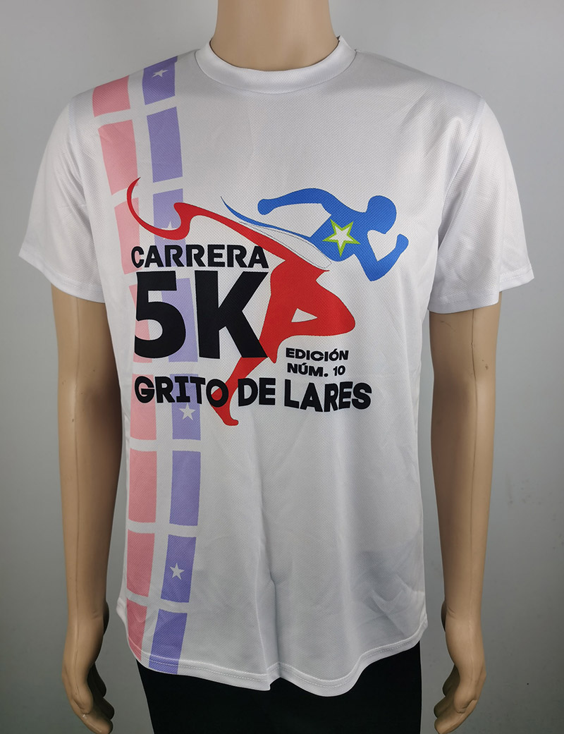 Camisetas de evento por atacado e personalizadas 2023 novo estilo 3d camisetas de material de poliéster de secagem rápida com logotipo de patrocinadores estampado camiseta de corrida de absorção de umidade