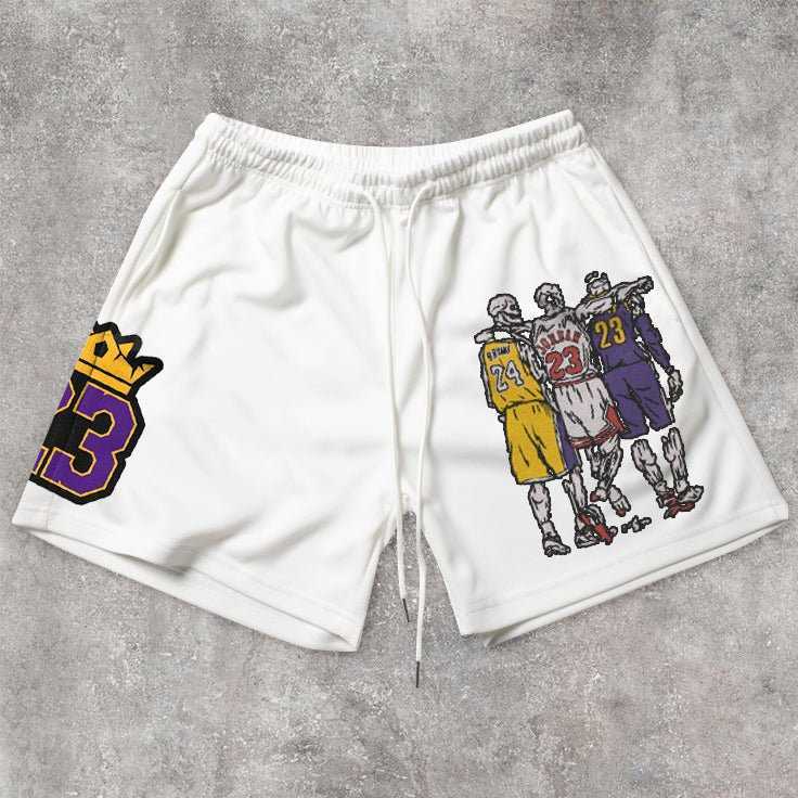 Shorts pour hommes Y2K short de sport pour hommes en cours d'exécution Fitness taille haute Hip Hop poche crâne basket-ball imprimé short de sport T230209