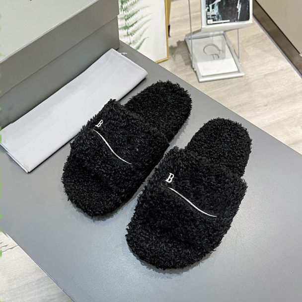 Vrouwen nieuwe slippers sandalen harige schapenvacht borduurwerkmode trend op straat zacht en comfortabel thuis niet-slip veelzijdig